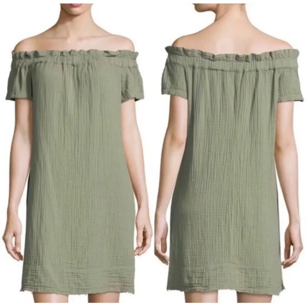 Amadi Dress Women’s Extra Small NEW Anthropologie Nola Off Shoulder Green NWOT - Picture 3 of 16